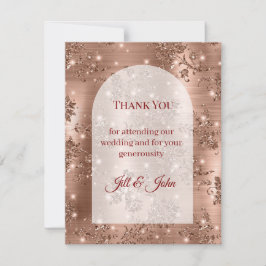 Tarjeta de agradecimiento de boda con arco de purp
