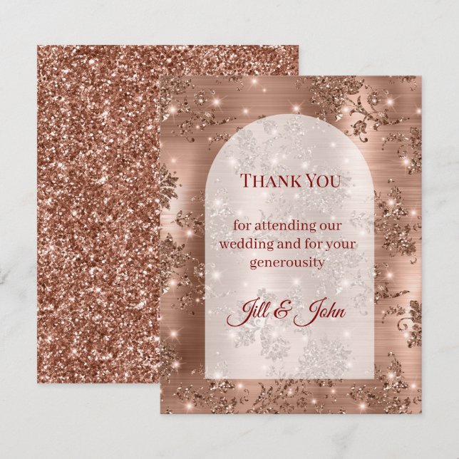 Tarjeta de agradecimiento de boda con arco de purp (Anverso / Reverso)
