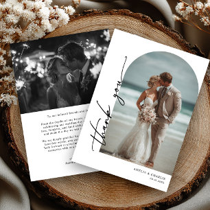 Tarjeta de agradecimiento de boda con arco moderno