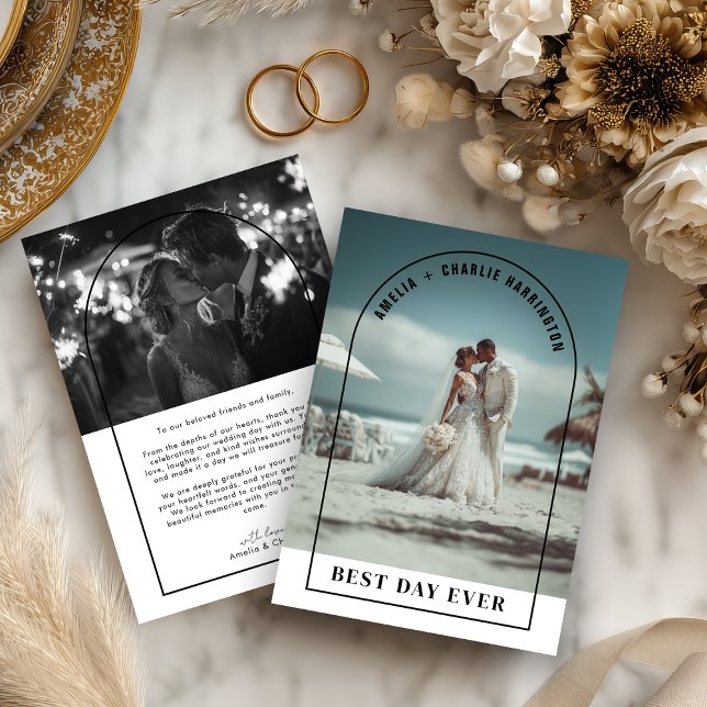 Tarjeta de agradecimiento de boda con arco moderno (Subido por el creador)