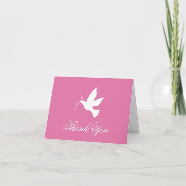 Tarjeta de agradecimiento de boda con ave paloma r (Anverso)