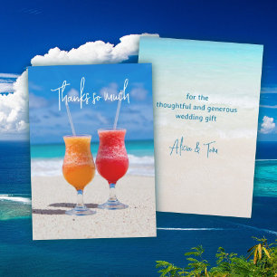 Tarjeta de agradecimiento de boda con bebidas en l