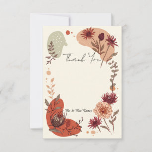 Tarjeta de agradecimiento de boda con borde floral