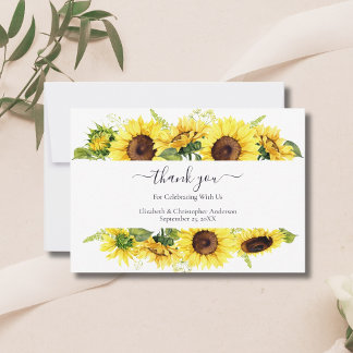 Tarjeta de agradecimiento de boda con caligrafía d