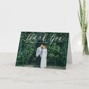 Tarjeta de agradecimiento de boda con caligrafía d