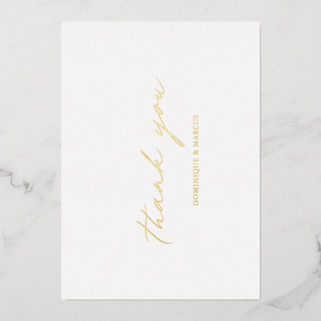Tarjeta de agradecimiento de boda con caligrafía e (Anverso)