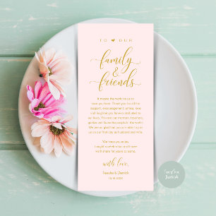 Tarjeta de agradecimiento de boda con caligrafía e
