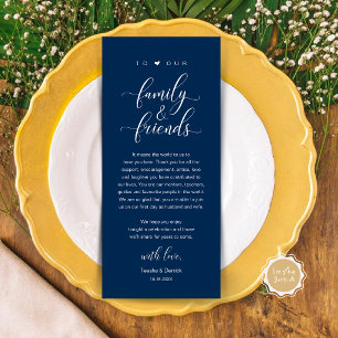 Tarjeta de agradecimiento de boda con caligrafía e