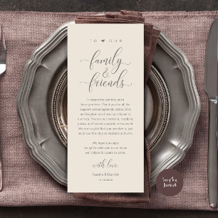 Tarjeta de agradecimiento de boda con caligrafía e