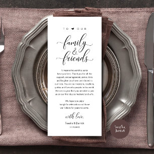 Tarjeta de agradecimiento de boda con caligrafía e