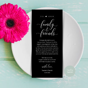 Tarjeta de agradecimiento de boda con caligrafía e