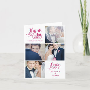 Tarjeta de agradecimiento de boda con caligrafía m