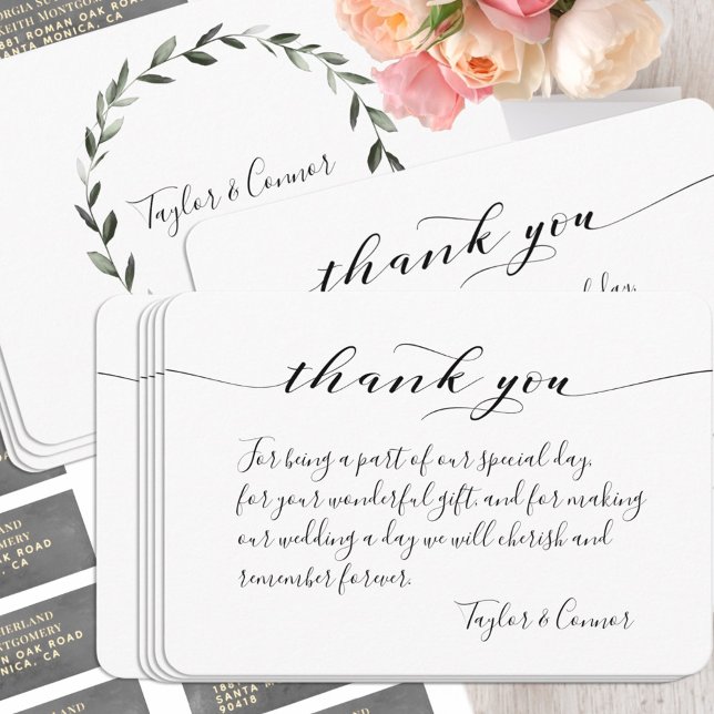 Tarjeta de agradecimiento de boda con caligrafía r (Subido por el creador)