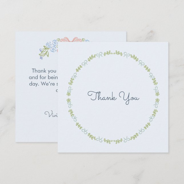 Tarjeta de agradecimiento de boda con cinta de jar (Anverso / Reverso)