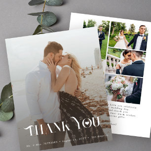 Tarjeta de agradecimiento de boda con collage de 6