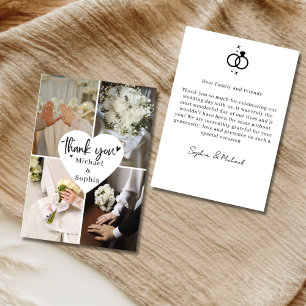 Tarjeta de agradecimiento de boda con collage de c