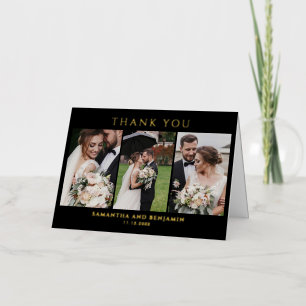Tarjeta de agradecimiento de boda con collage de f