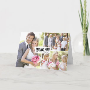 Tarjeta de agradecimiento de boda con collage de t