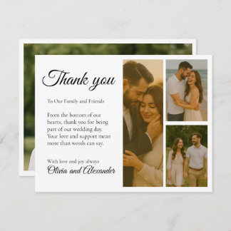 Tarjeta de agradecimiento de boda con collage en b