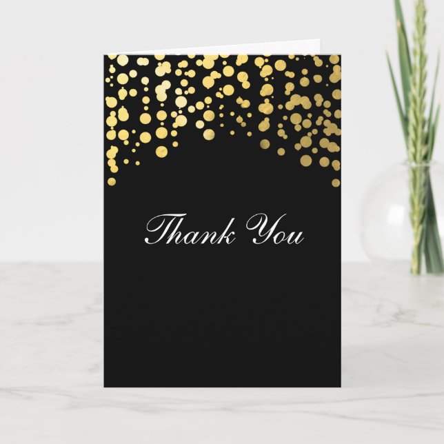 Tarjeta de agradecimiento de boda con confeti negr (Anverso)