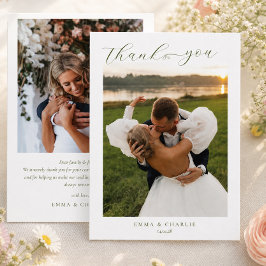 Tarjeta de agradecimiento de boda con corazón de a