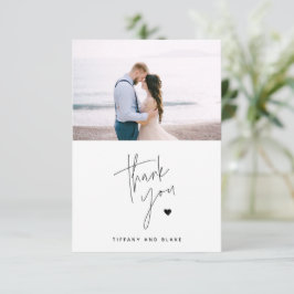 Tarjeta de agradecimiento de boda con corazón de l