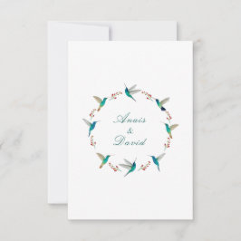 Tarjeta de agradecimiento de boda con corona de co