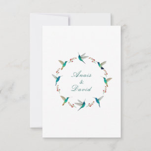 Tarjeta de agradecimiento de boda con corona de co