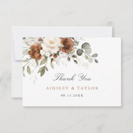 Tarjeta de agradecimiento de boda con crema de her