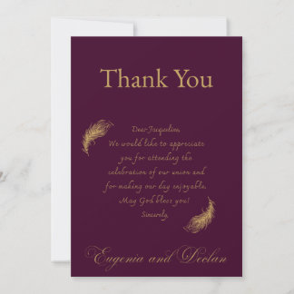 Tarjeta de agradecimiento de boda con cresta de ci
