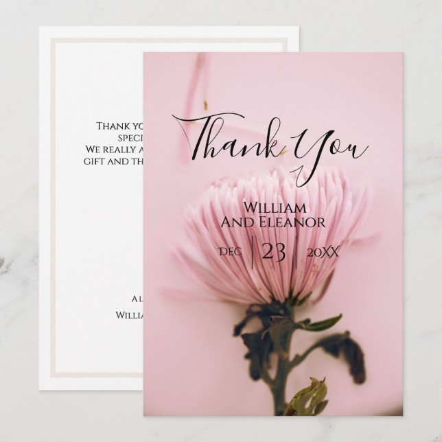 Tarjeta de agradecimiento de boda con crisantemo r (Anverso / Reverso)