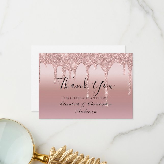 Tarjeta de agradecimiento de boda con destellos de (Anverso/Reverso In Situ)