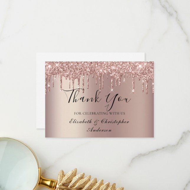 Tarjeta de agradecimiento de boda con destellos de (Anverso/Reverso In Situ)