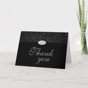 Tarjeta de agradecimiento de boda con diamantes de
