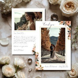 Tarjeta de agradecimiento de boda con diseño flora