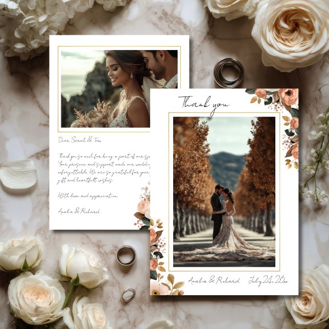 Tarjeta de agradecimiento de boda con diseño flora (Subido por el creador)