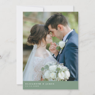 Tarjeta de agradecimiento de boda con dos fotos en