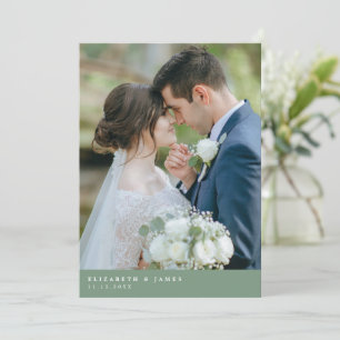 Tarjeta de agradecimiento de boda con dos fotos en