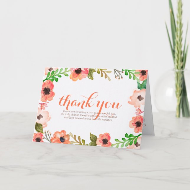 Tarjeta de agradecimiento de boda con dosel de acu (Anverso)