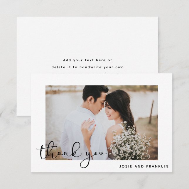 Tarjeta de agradecimiento de boda con elegante esc (Anverso / Reverso)