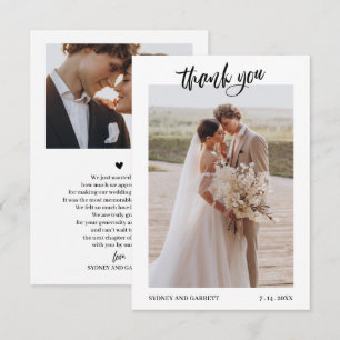 Tarjeta de agradecimiento de boda con elegante esc
