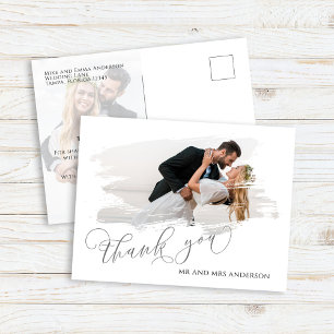 Tarjeta de agradecimiento de boda con elegante esc