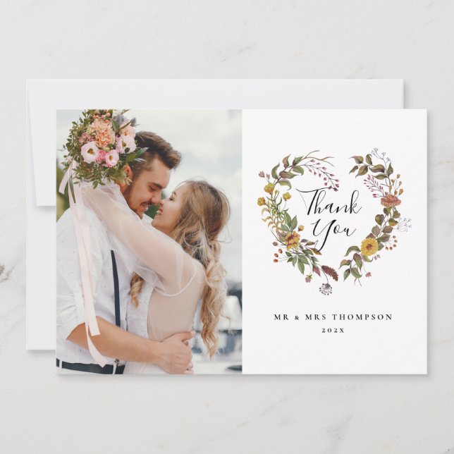 Tarjeta de agradecimiento de boda con elegante esc (Anverso)