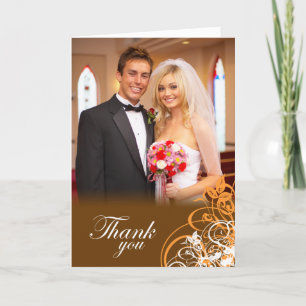 Tarjeta de agradecimiento de boda con elegantes re