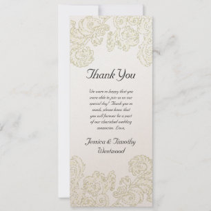 Tarjeta de agradecimiento de boda con elegantes ro