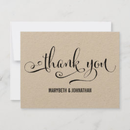 Tarjeta de agradecimiento de boda con escritura We