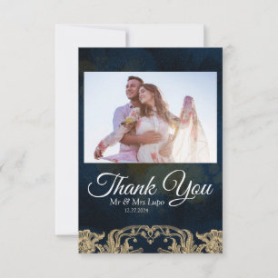 Tarjeta de agradecimiento de boda con escrituras