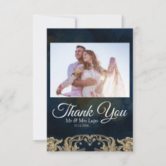 Tarjeta de agradecimiento de boda con escrituras