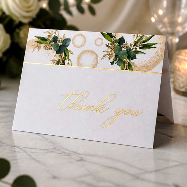 Tarjeta de agradecimiento de boda con esferas dora (Subido por el creador)