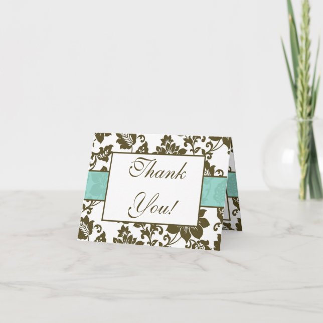 Tarjeta de agradecimiento de boda con estampado fl (Anverso)